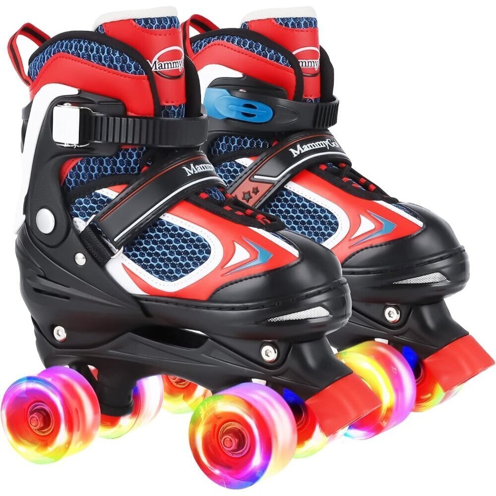 Nattork Kids Red Indoor Roller Skates With Light Up Wheels Fun Skates Shoes